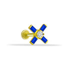 Dianora Piercing-14 Ayar Altın Lacivert Baget Taşlı Minimal Tragus Piercing-Tragus Piercing-10-Milagron.com