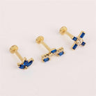 Dianora Piercing-14 Ayar Altın Lacivert Baget Taşlı Minimal Tragus Piercing-Tragus Piercing-8-Milagron.com