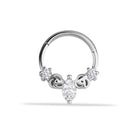 14 Ayar Altın Markis Taşlı Gül Motifli Minimal Halka Piercing