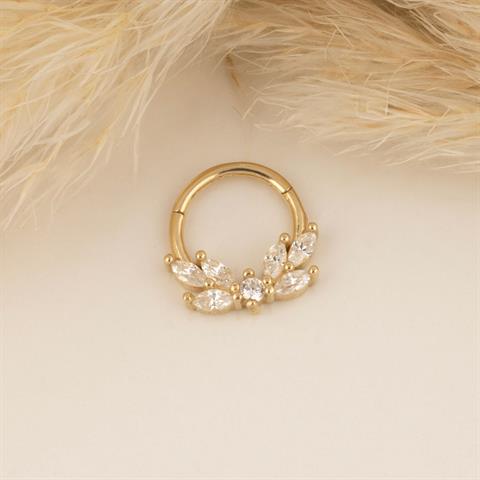 14 Ayar Altın Markiz Lumière Minimal Halka Piercing