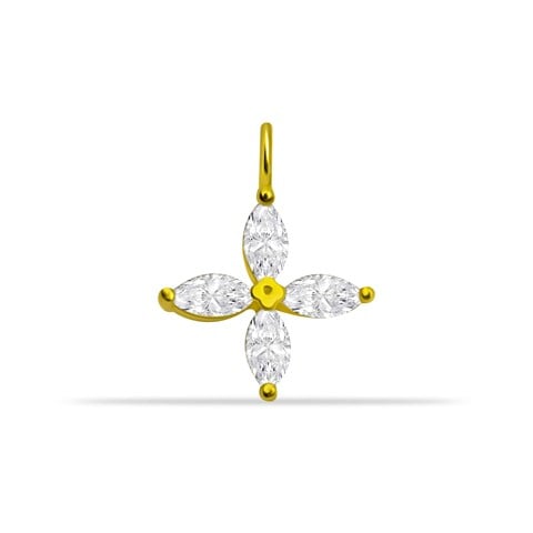 14 Ayar Altın Markiz Taşlı Çiçek Minimal Charm