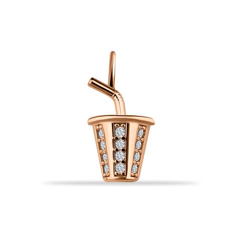 14 Ayar Altın Milkshake Motifli Minimal Charm