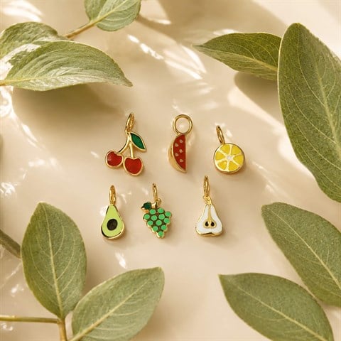 14 Ayar Altın Mineli Limon Minimal Charm