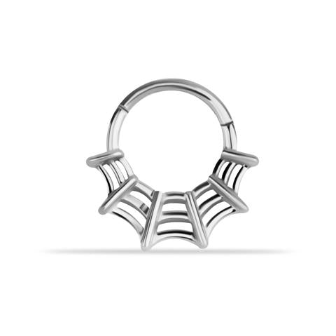 14 Ayar Altın Örümcek Ağı Motifli Minimal Halka Piercing