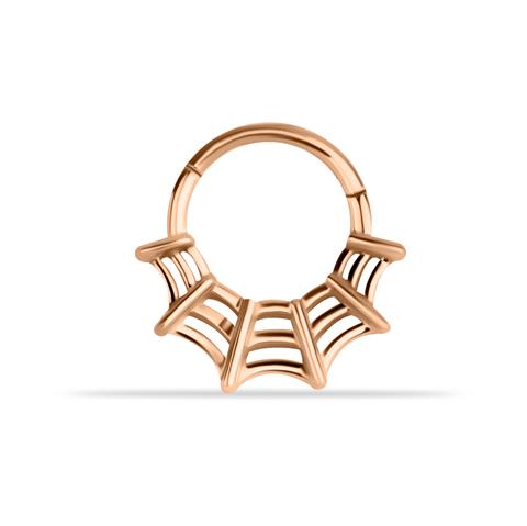 14 Ayar Altın Örümcek Ağı Motifli Minimal Halka Piercing