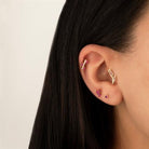 Dianora Piercing-14 Ayar Altın Pembe Markis Taşlı Minimal Tragus Piercing-Tragus Piercing-4-Milagron.com