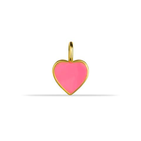 14 Ayar Altın Pembe Mineli Kalp Motifli Minimal Charm