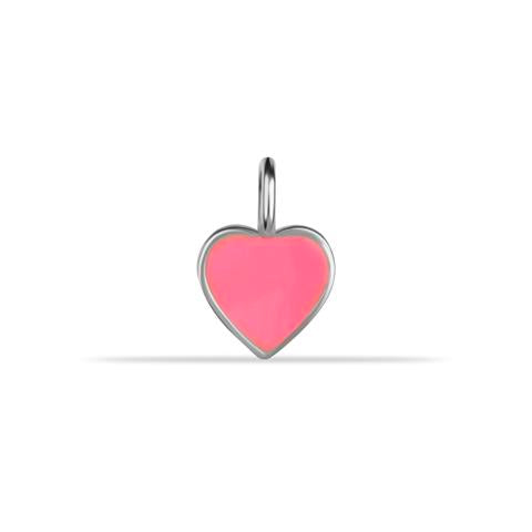 14 Ayar Altın Pembe Mineli Kalp Motifli Minimal Charm