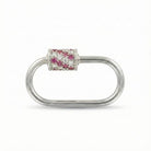 14 Ayar Altın Pembe Taşlı İNce Charm Kilidi Carabiner