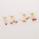 Dianora Piercing-14 Ayar Altın Pembe Tektaşlı Minimal Tragus Piercing-Tragus Piercing-7-Milagron.com