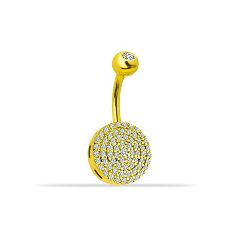 14 Ayar Altın Sıra Taşlı Daire Göbek Piercing