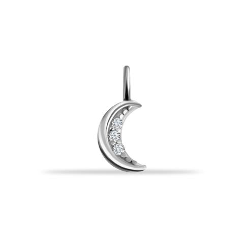 14 Ayar Altın Taşlı Ay Motifli Minimal Charm