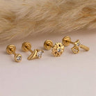 Dianora Piercing-14 Ayar Altın Taşlı Balta Helix Kıkırdak Piercing-Helix Piercing-6-Milagron.com