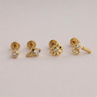 Dianora Piercing-14 Ayar Altın Taşlı Çiçek Minimal Helix/Kıkırdak Piercing-Helix Piercing-7-Milagron.com