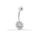 14 Ayar Altın Taşlı Çiçek Motifli Göbek Piercing - 3