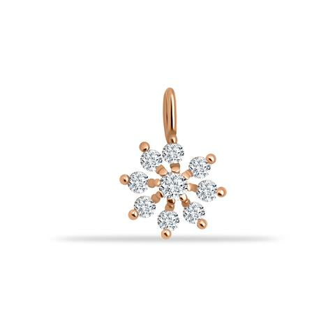 14 Ayar Altın Taşlı Çiçek Motifli Minimal Charm