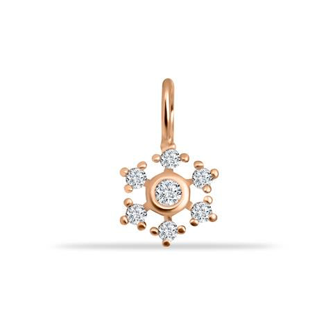 14 Ayar Altın Taşlı Çiçek Motifli Minimal Charm