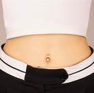 14 Ayar Altın Taşlı Daire Motifli Göbek Piercing - 1