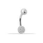 14 Ayar Altın Taşlı Daire Motifli Göbek Piercing - 3