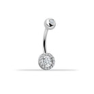 14 Ayar Altın Taşlı Daire Motifli Göbek Piercing - 4