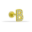 Dianora Piercing-14 Ayar Altın Taşlı Düz B Harfi Tragus Piercing-Tragus Piercing-1-Milagron.com
