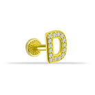 Dianora Piercing-14 Ayar Altın Taşlı Düz D Harfi Tragus Piercing-Tragus Piercing-1-Milagron.com