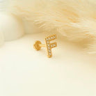 Dianora Piercing-14 Ayar Altın Taşlı Düz F Harfi Tragus Piercing-Tragus Piercing-5-Milagron.com