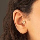 Dianora Piercing-14 Ayar Altın Taşlı Düz G Harfi Tragus Piercing-Tragus Piercing-3-Milagron.com