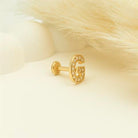 Dianora Piercing-14 Ayar Altın Taşlı Düz G Harfi Tragus Piercing-Tragus Piercing-4-Milagron.com