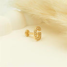 Dianora Piercing-14 Ayar Altın Taşlı Düz G Harfi Tragus Piercing-Tragus Piercing-5-Milagron.com