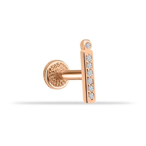 Dianora Piercing-14 Ayar Altın Taşlı Düz İ Harfi Tragus Piercing-Tragus Piercing-3-Milagron.com