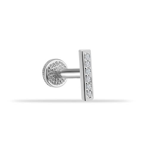 Dianora Piercing-14 Ayar Altın Taşlı Düz I Harfi Tragus Piercing-Tragus Piercing-3-Milagron.com
