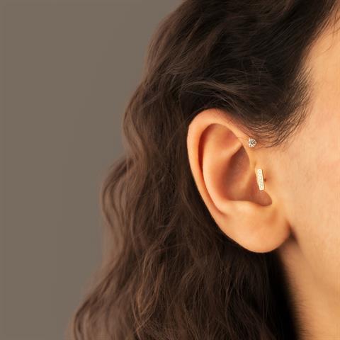 Dianora Piercing-14 Ayar Altın Taşlı Düz I Harfi Tragus Piercing-Tragus Piercing-4-Milagron.com