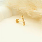 Dianora Piercing-14 Ayar Altın Taşlı Düz İ Harfi Tragus Piercing-Tragus Piercing-5-Milagron.com