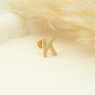 Dianora Piercing-14 Ayar Altın Taşlı Düz K Harfi Tragus Piercing-Tragus Piercing-5-Milagron.com
