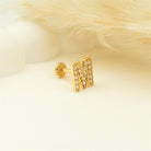 Dianora Piercing-14 Ayar Altın Taşlı Düz M Harfi Tragus Piercing-Tragus Piercing-5-Milagron.com