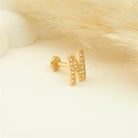 Dianora Piercing-14 Ayar Altın Taşlı Düz N Harfi Tragus Piercing-Tragus Piercing-5-Milagron.com