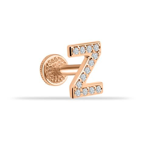 Dianora Piercing-14 Ayar Altın Taşlı Düz Z Harfi Tragus Piercing-Tragus Piercing-2-Milagron.com