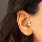 Dianora Piercing-14 Ayar Altın Taşlı Düz Z Harfi Tragus Piercing-Tragus Piercing-4-Milagron.com