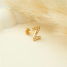 Dianora Piercing-14 Ayar Altın Taşlı Düz Z Harfi Tragus Piercing-Tragus Piercing-5-Milagron.com