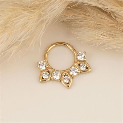 14 Ayar Altın Taşlı Göz Minimal Halka Piercing