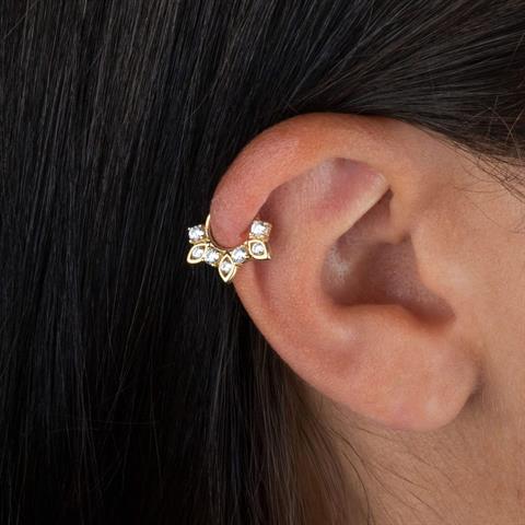 14 Ayar Altın Taşlı Göz Minimal Halka Piercing