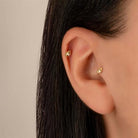 Dianora Piercing-14 Ayar Altın Taşlı Göz Motifli Minimal Tragus Piercing-Tragus Piercing-4-Milagron.com