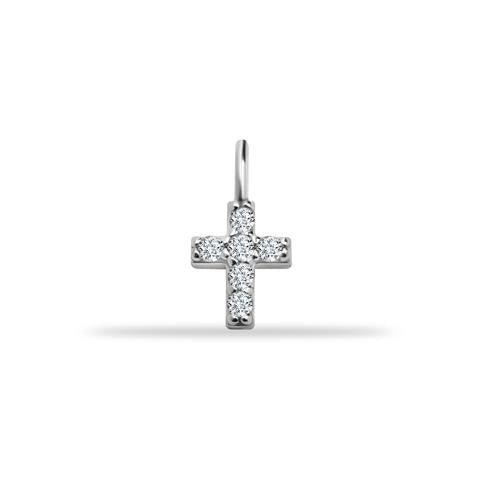 14 Ayar Altın Taşlı Haç Motifli Minimal Charm