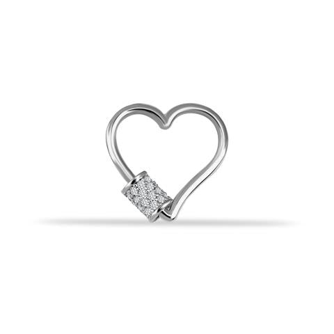 14 Ayar Altın Taşlı Kalp Charm Kilidi Carabiner
