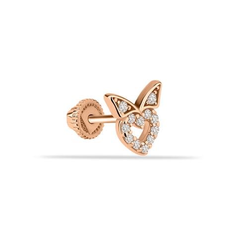 Dianora Piercing-14 Ayar Altın Taşlı Kalp Helix Kıkırdak Piercing-Helix Piercing-2-Milagron.com