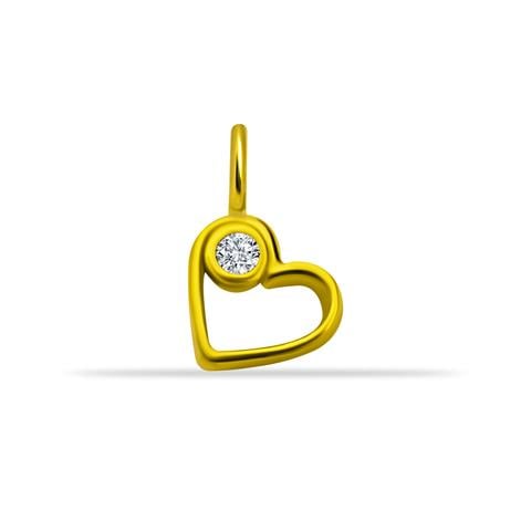 14 Ayar Altın Taşlı Kalp Minimal Charm