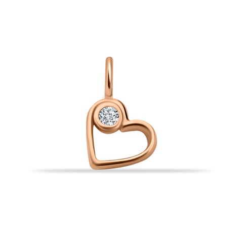 14 Ayar Altın Taşlı Kalp Minimal Charm