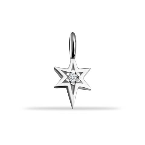 14 Ayar Altın Taşlı Kayan Yıldız Motifli Minimal Charm