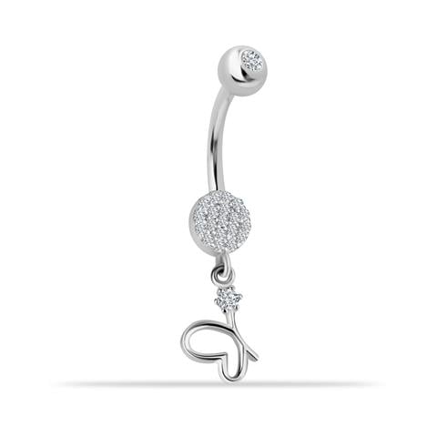 14 Ayar Altın Taşlı Kelebek Sallantılı Göbek Piercing - 2